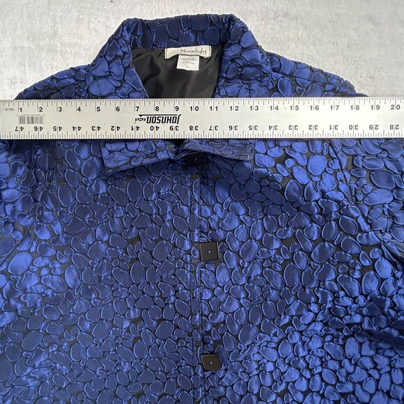 Moonlight Womens Geometric Dotted Jacquard Button Front Jacket XL Blue Artwear - Picture 4 of 6